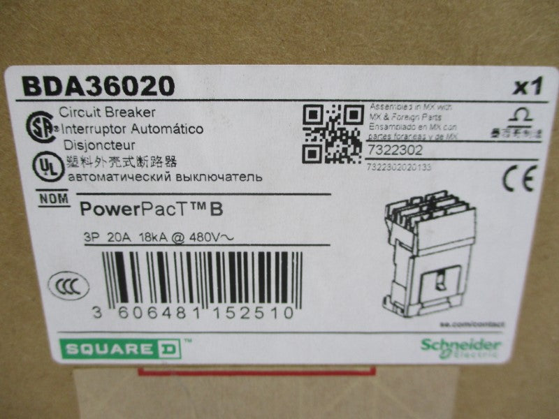 SQUARE D BDA36020 480V 20A (GREEN) NSMP