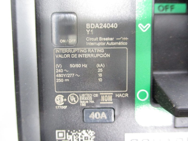 SQUARE D BDA24040Y1 277V 40A (GREEN) NSMP