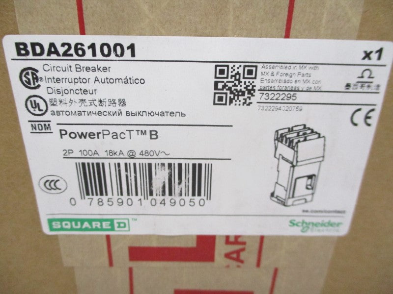 SQUARE D BDA261001 480V 100A (GREEN) NSFS