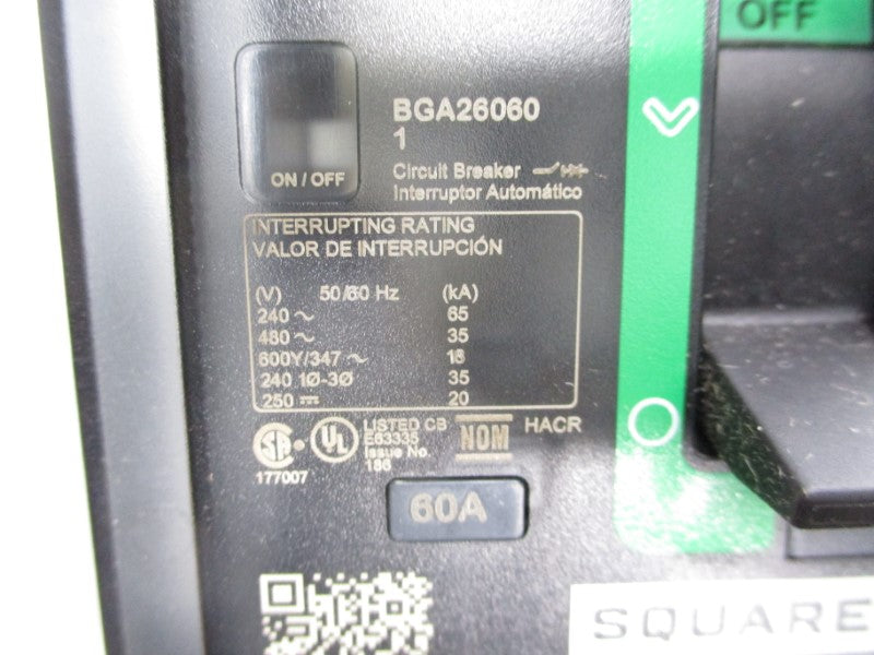 SQUARE D BGA260601 480V 60A (GREEN) NSMP