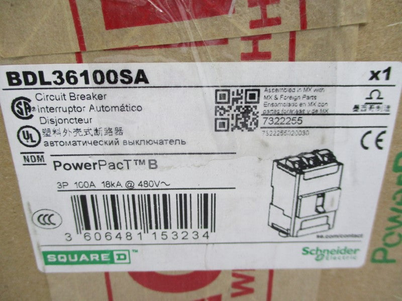 SCHNEIDER ELECTRIC BDL36100SA 480V 100A NSMP