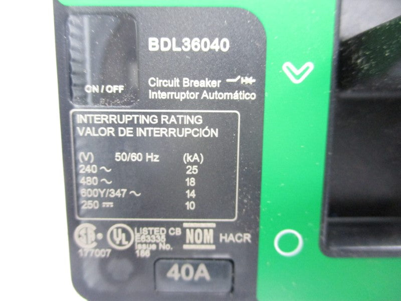 SQUARE D BDL36040 480V 40A (GREEN) NSMP