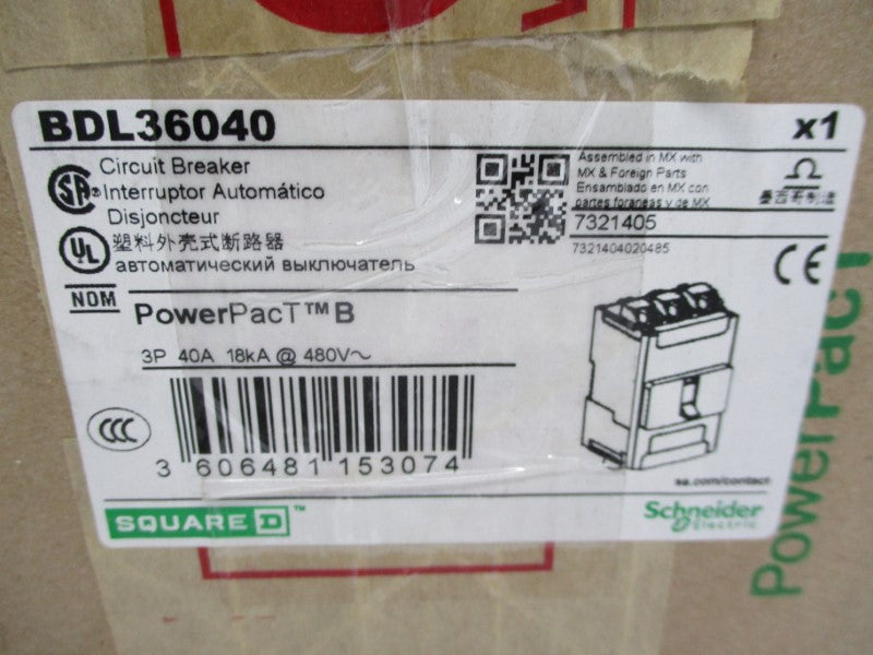 SQUARE D BDL36040 480V 40A (GREEN) NSMP