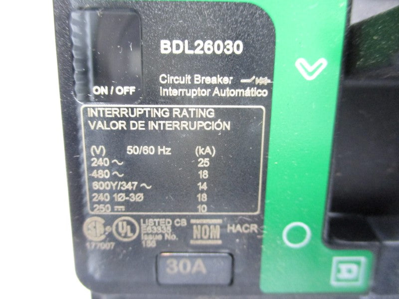 SQUARE D BDL26030 480V 30A (GREEN) NSMP