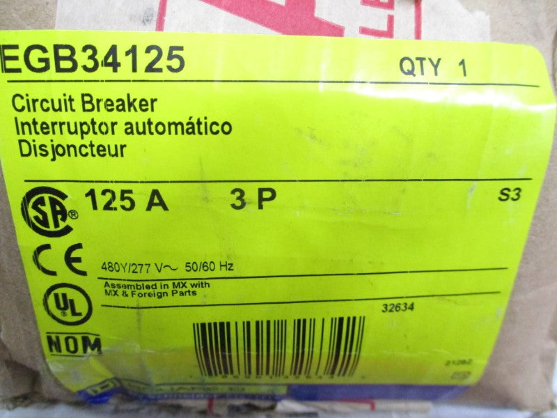 SQUARE D EGB34125 SER. S3 277V 125A NSFS