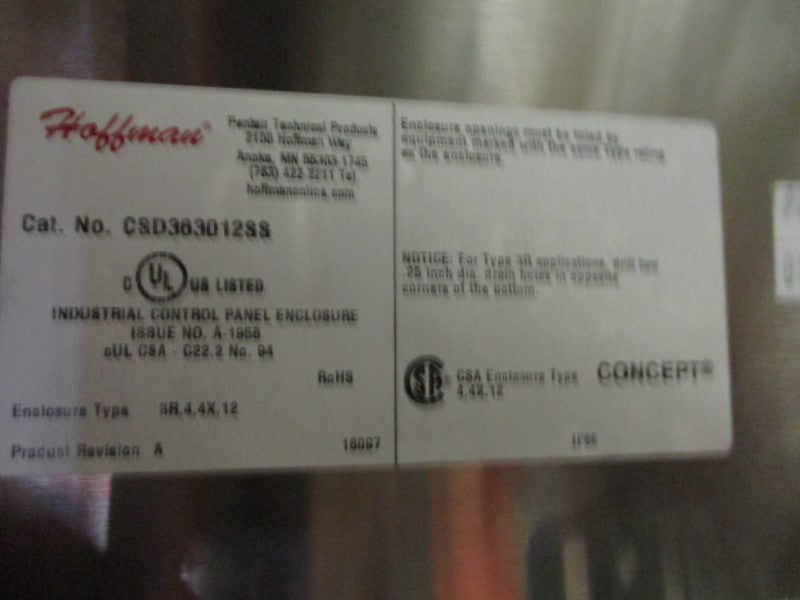 HOFFMAN CSD363012SS NSNP