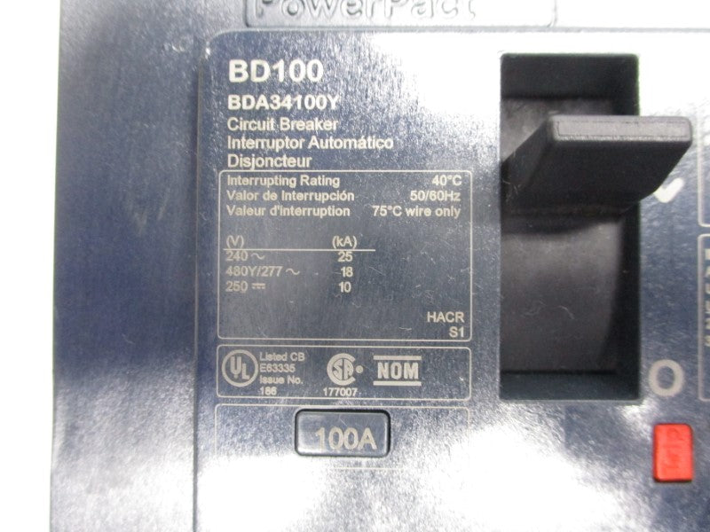 SQUARE D BDA34100Y 277V 100A (AS PICTURED) NSNP