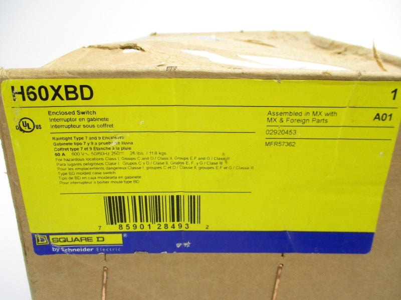 SQUARE D H60XBD SER. A01 600V 60A NSMP