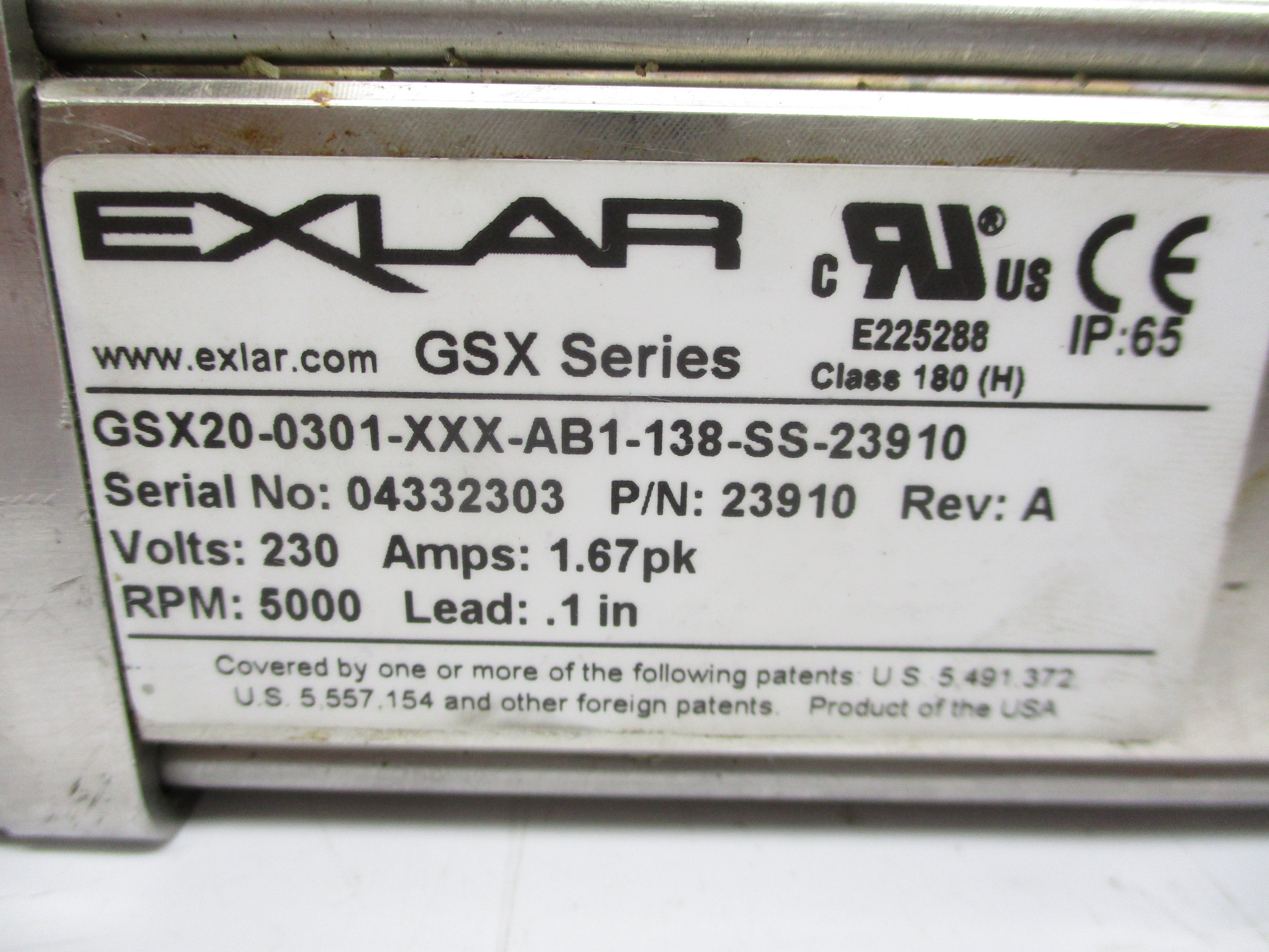 EXLAR GSX20-0301-XXX-AB1-138-SS-23910 230V 1.67A UNMP