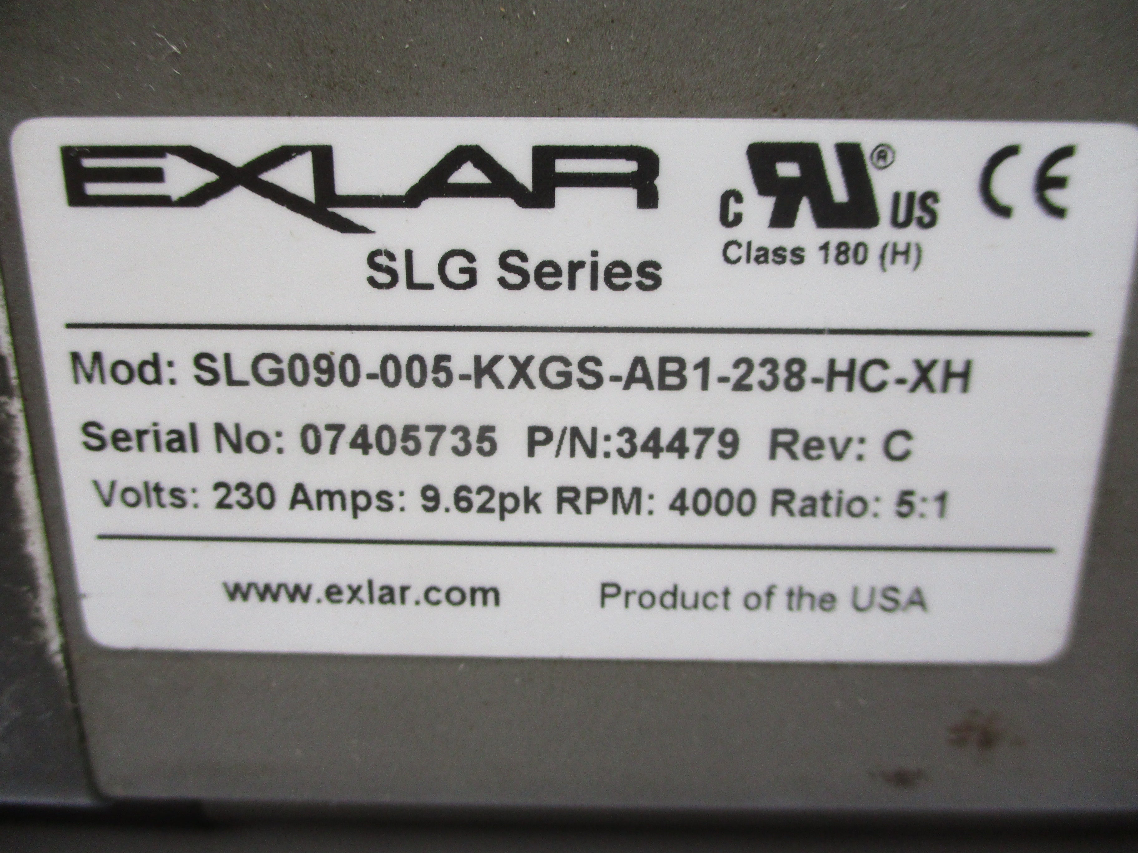 EXLAR SLG090005KXGSAB1238HCXH 34479 230V 9.62A UNMP MRO Global