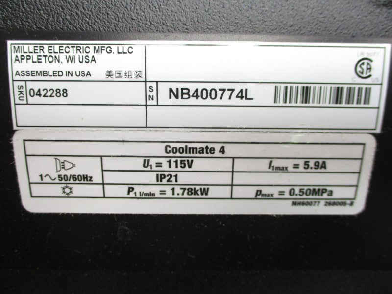 MILLER ELECTRIC 042288 115VAC 5.9A NSMP
