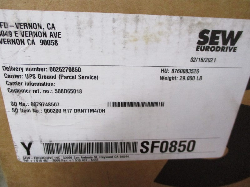 SEW EURODRIVE R17DRN71M4/DH 230/460V 1.83/0.91A NSMP