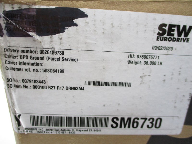 SEW EURODRIVE R27R17DRN63M4 230/460V 1.04/0.52A NSMP