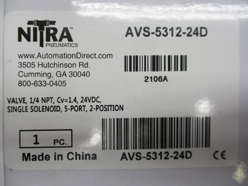 NITRA AVS-5312-24D 24VDC 20-115PSI 1/4" NSMP