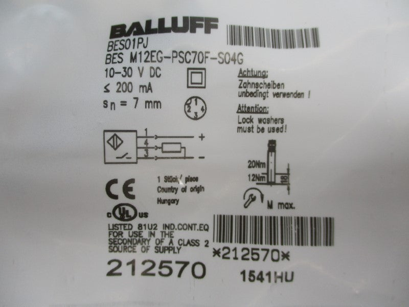 BALLUFF BESM12EG-PSC70F-S04G BES01PJ 10-30VDC NSMP