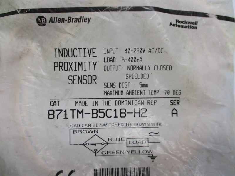 ALLEN BRADLEY 871TM-B5C18-H2 SER. A 40-250VAC/DC NSMP