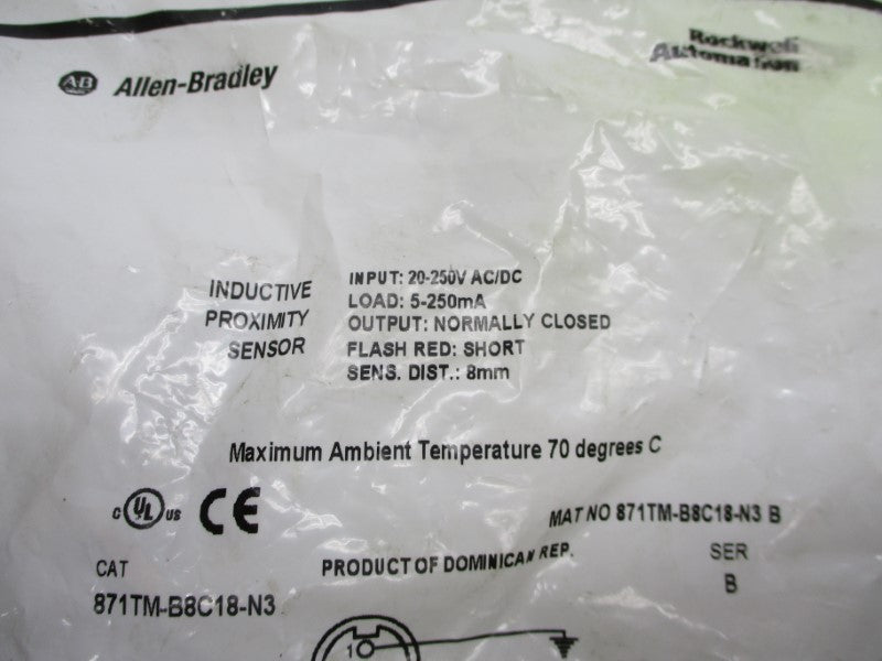 ALLEN BRADLEY 871TM-B8C18-N3 SER. B 20-250VAC/DC NSMP