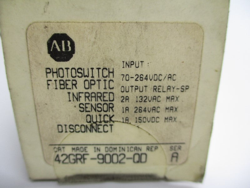 ALLEN BRADLEY 42GRF-9002-QD SER. A 70-264VDC/AC 1A (WH) NSMP