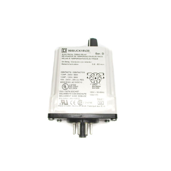 SQUARE D 9050JCK18V20 SER. D 240V 10A 0.6-60M NSNP