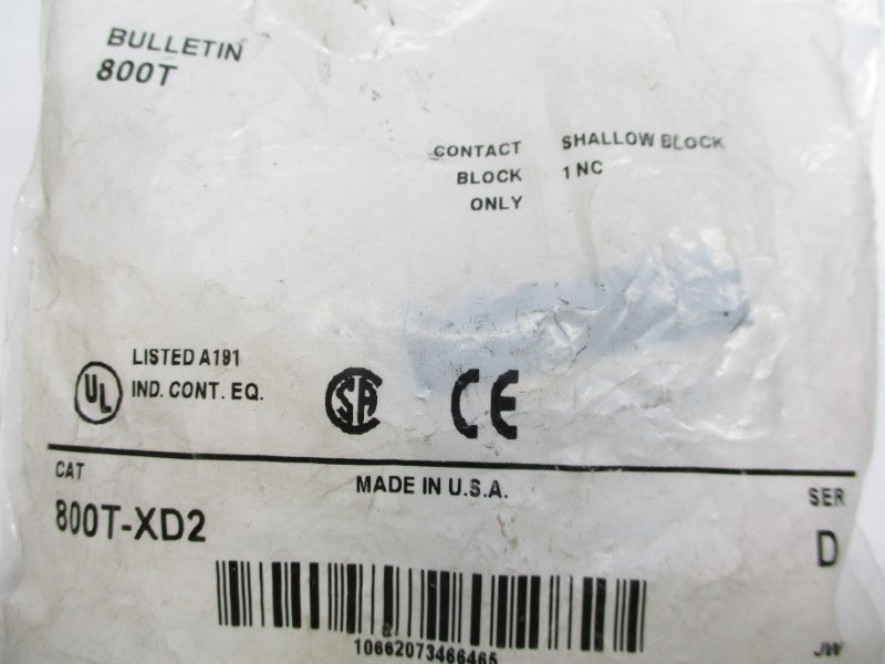 ALLEN BRADLEY 800T-XD2 SER. D NSMP