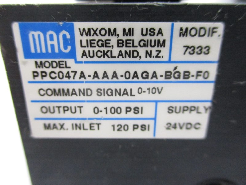 MAC PPC047A-AAA-0AGA-BGB-F0 24VDC 120PSI NSNP