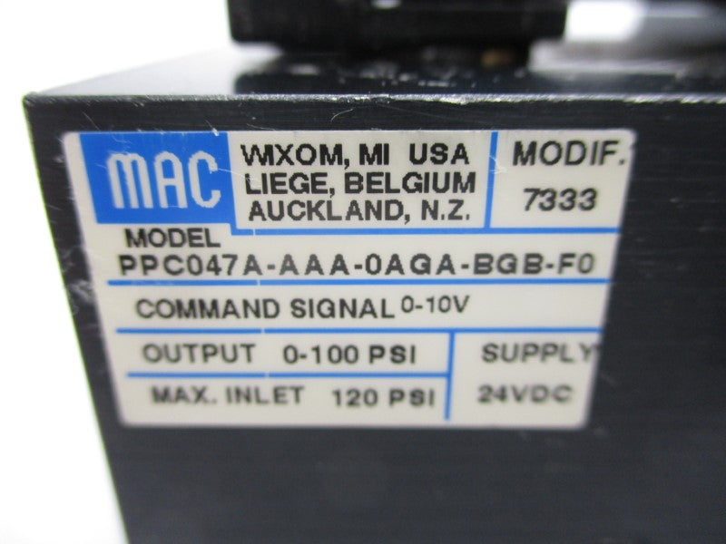 MAC PPC047A-AAA-0AGA-BGB-F0 24VDC 120PSI UNMP