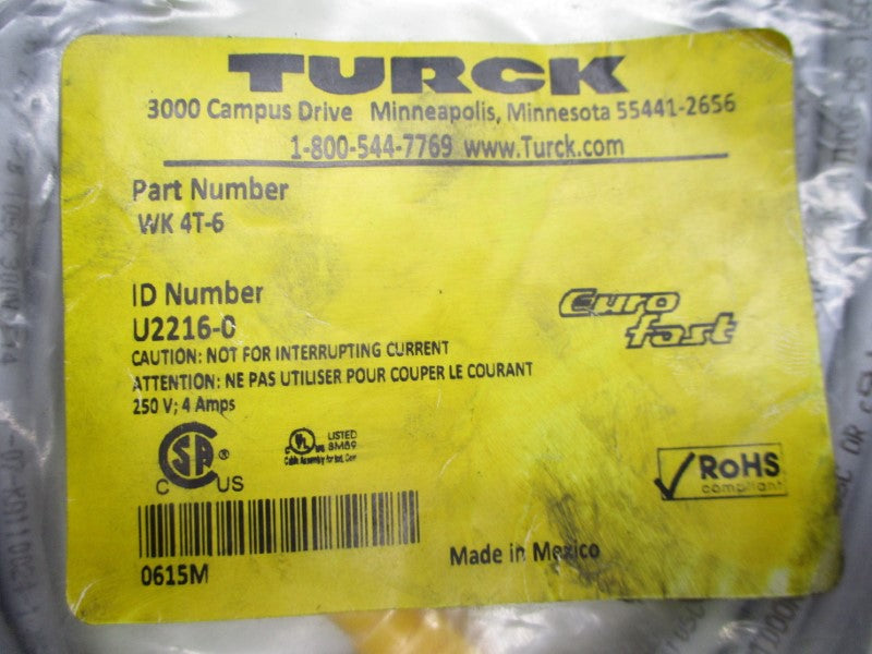 TURCK WK4T-6 U2216-0 250V 4A NSMP