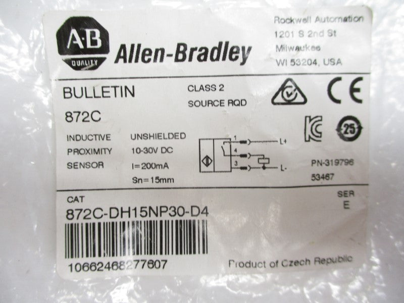 ALLEN BRADLEY 872C-DH15NP30-D4 SER. E 10-30VDC NSMP