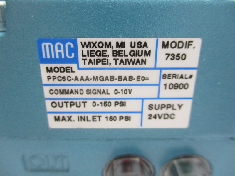 MAC PPC5C-AAA-MGAB-BAB-E0 24VDC 160PSI NSMP