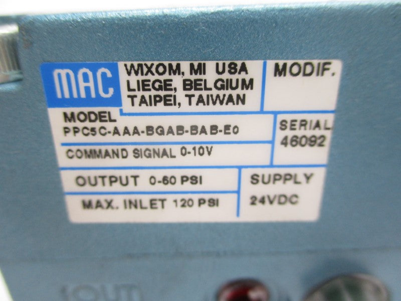 MAC PPC5C-AAA-BGAB-BAB-E0 24VDC 120PSI UNMP