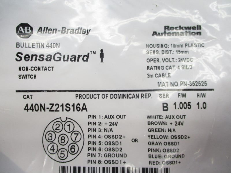 ALLEN BRADLEY 440N-Z21S16A SER. B F/W 1.005 24VDC NSMP