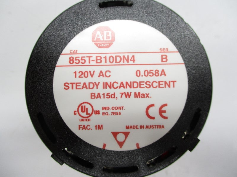 ALLEN BRADLEY 855T-B10DN4 SER. B 120VAC 0.058A (NO BULB) (WH) NSMP