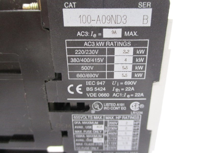 ALLEN BRADLEY 100-A09ND3 SER. B 110-120V 9A (GREY) UNMP
