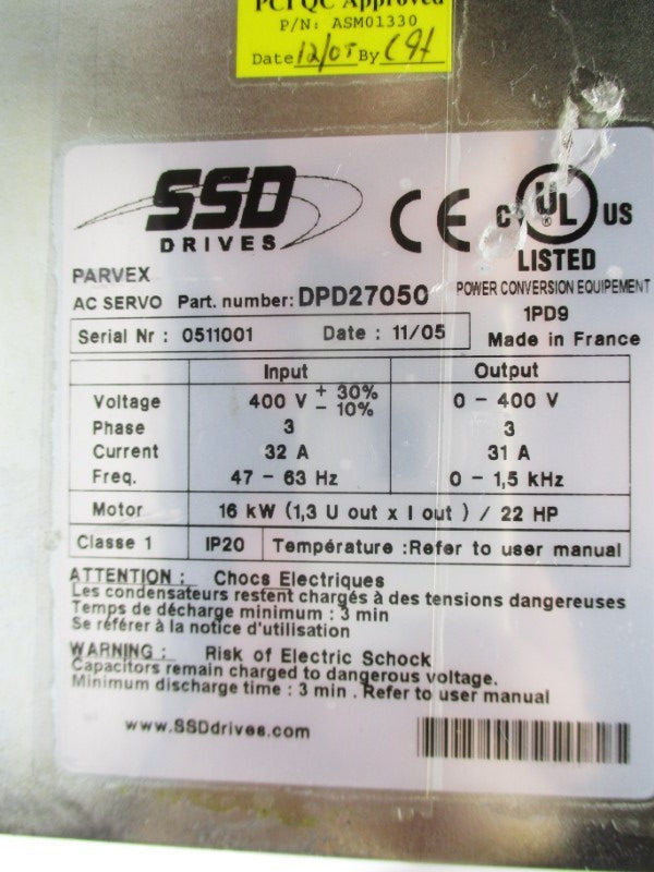 PARVEX DPD27050 400V 32A NSNP