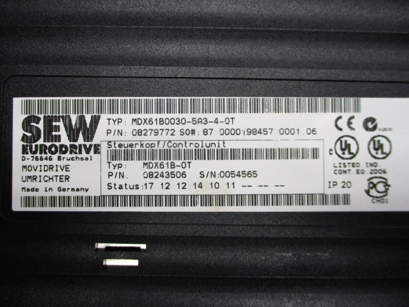 SEW EURODRIVE MDX61B0030-5A3-4-0T 380-500V 6.3A (AS PICTURED) UNMP