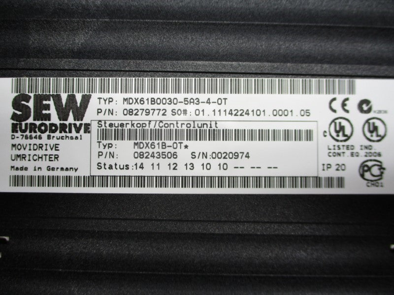 SEW-EURODRIVE MDX61B0030-5A3-4-0T 08279772 380-500VAC 6.3A UNMP
