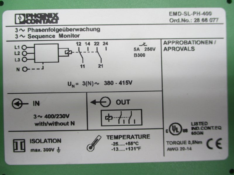 PHOENIX CONTACT EMD-SL-PH-400 2866077 380-415V 5A NSMP