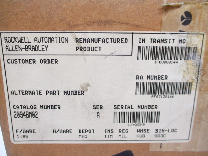ALLEN BRADLEY 2094-BM02 SER. A F/W 1.85 650VDC 15A REMAN