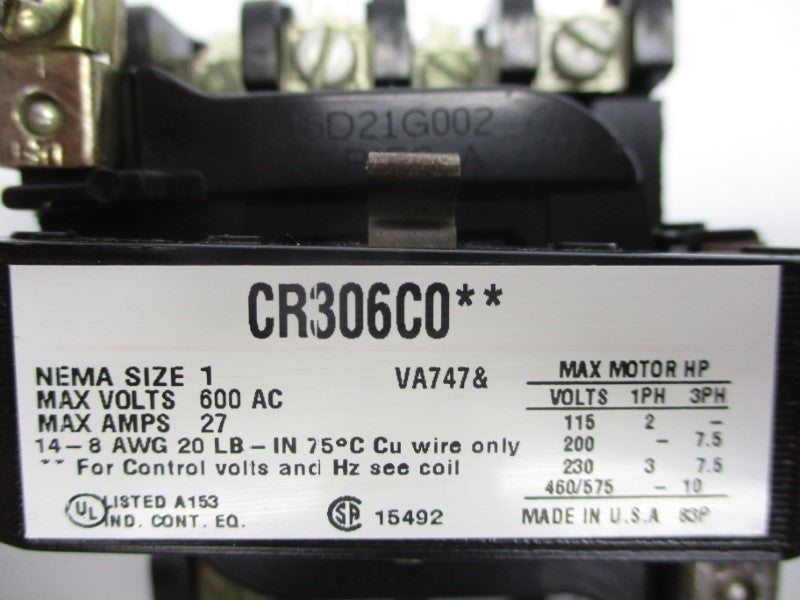 GENERAL ELECTRIC CR306C0 115-120V 27A (AS PICTURED) NSNP