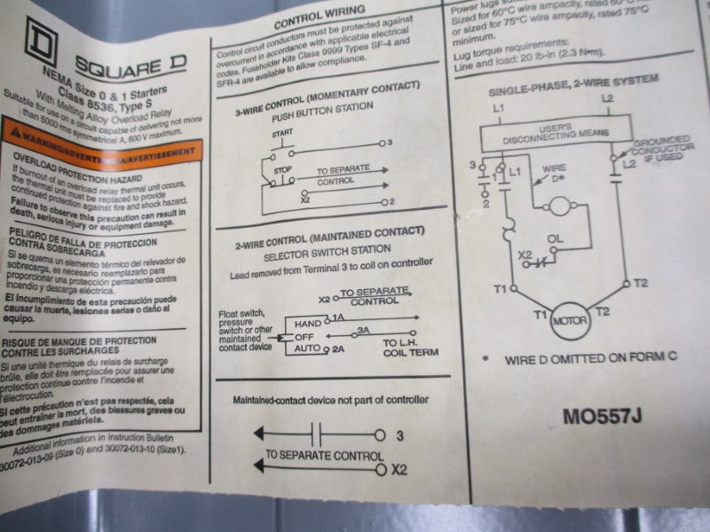 SQUARE D 8536SBG1V02S SER. A 110-120V NSNP