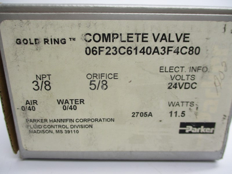 PARKER 06F23C6140A3F4C80 24VDC 40PSI 3/8" NSMP