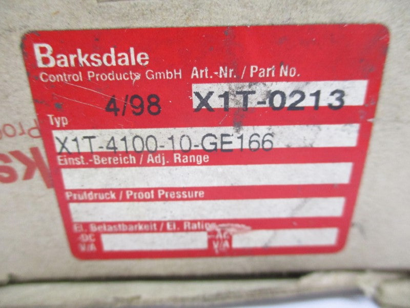 BARKSDALE X1T-0213 X1T-4100-10-GE166 250VAC 4A 1/2" NSMP