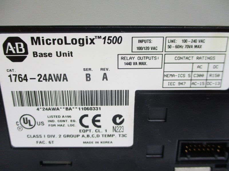 ALLEN BRADLEY 1764-24AWA SER. B 100/120VAC (CRACKED) UNMP