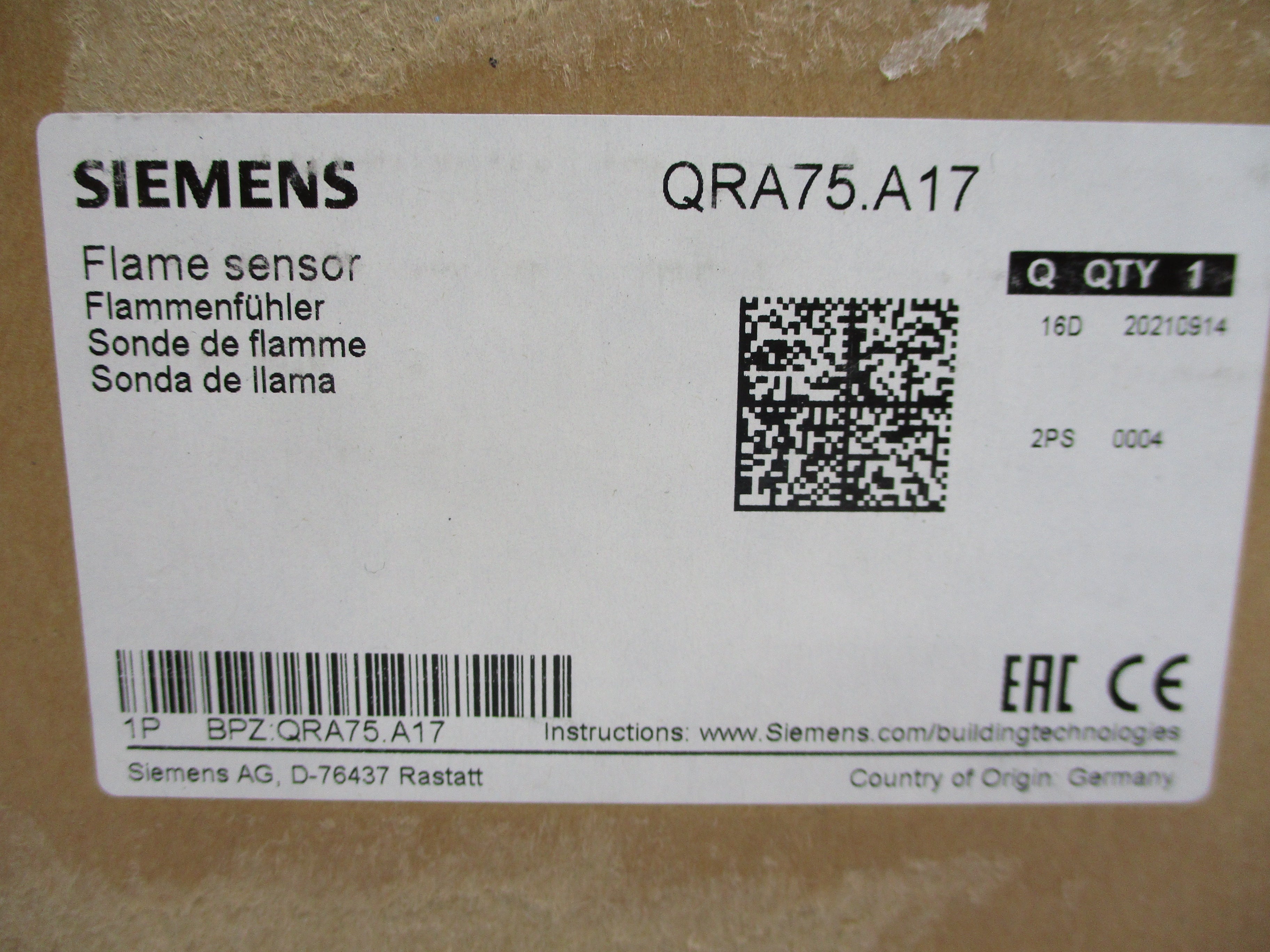 SIEMENS QRA75.A17 120V NSMP