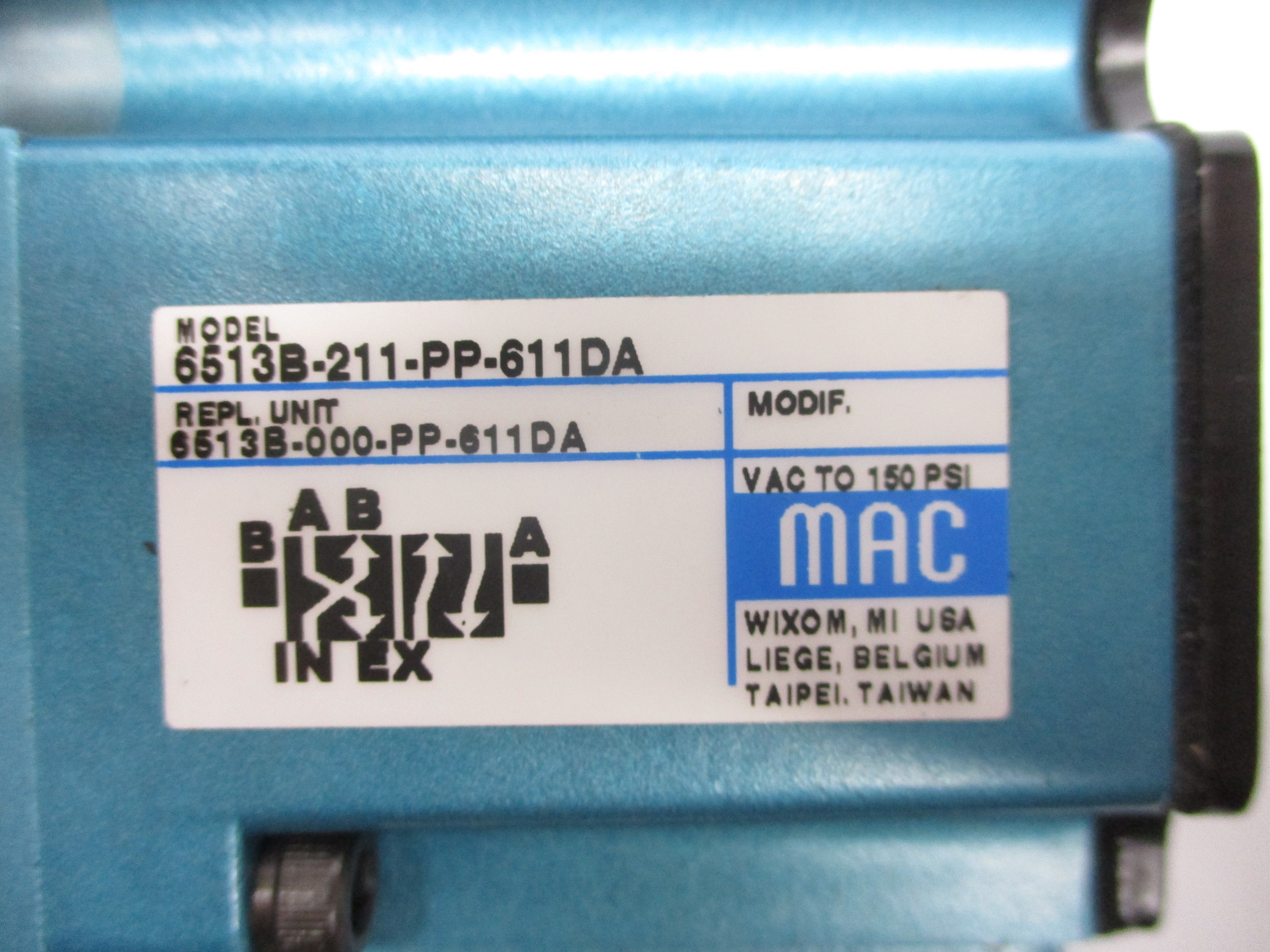 MAC 6513B-211-PP-611DA 24VDC 150PSI 3/4" NSMP