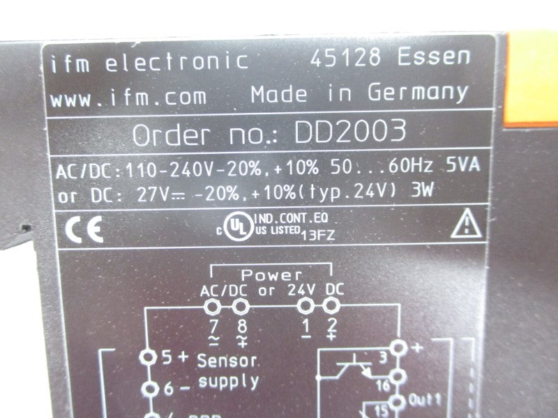 IFM EFECTOR DD2003 MONITOR/FR-1/110-240VAC/DC 110-240VAC NSMP