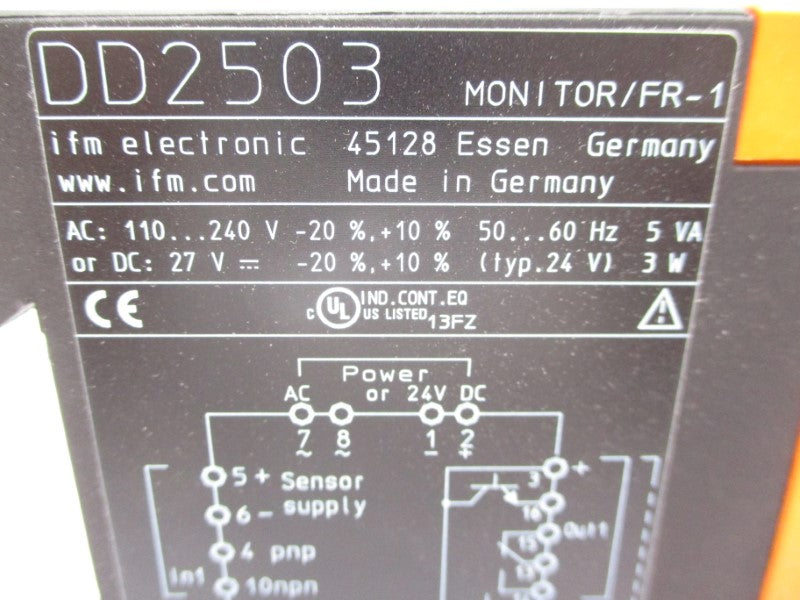 IFM EFECTOR DD2503 MONITOR/FR-1/110-240VAC/DC 110-240VAC/DC NSMP