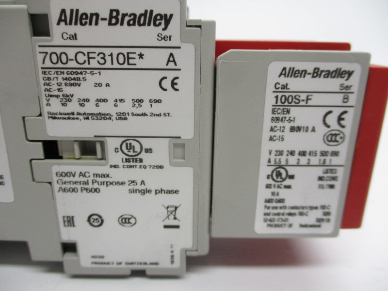 ALLEN BRADLEY 700S-CF620EJC SER. A 600VAC 25A (BR/WH) NSMP