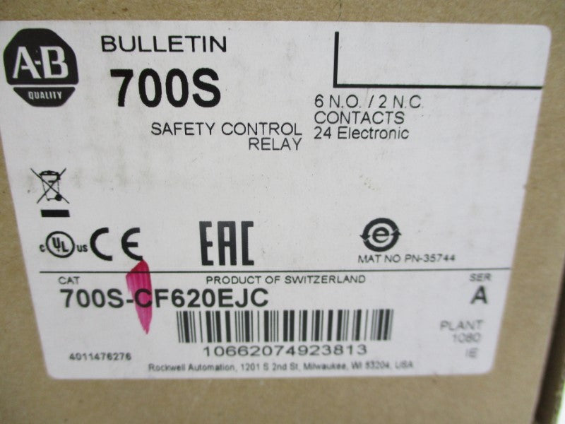 ALLEN BRADLEY 700S-CF620EJC SER. A 600VAC 25A (BR/WH) NSMP