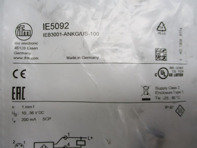 IFM EFECTOR IEB3001-ANKG/US-100 IE5092 10-36VDC NSMP